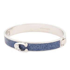 Coach Blue and Silver Hinged Bangle Bracelet NWT
